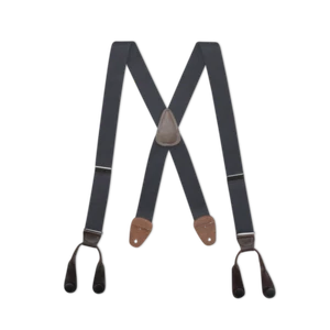 Men's X Style Button On Suspenders in 1 1/4" with Leather, USA Made - Picture 1 of 75