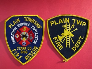 OHIO - Plain Township Fire Dept. - [ Patch Lot of 2 - Old & New Styles] - Picture 1 of 1