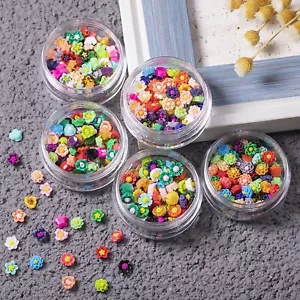 100 cabujones de resina de espalda plana de colores mixtos de 6 mm punta de arte en uñas + caja - Imagen 1 de 12