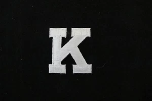 1-3/4" White Letter K Embroidery Iron On Appliqué Patch/New - Picture 1 of 1
