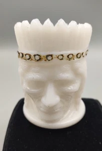 Vintage White Milk glass Toothpick Holder Indian Head - Picture 1 of 9