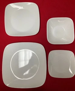Lot 8 Pieces Corelle PURE WHITE Square Place Settings of 4 Pieces Each - Picture 1 of 6