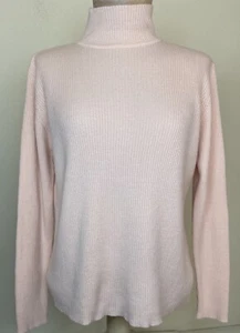 Amanda Smith Women’s Size Large Pink Lambswool Blend Ribbed Turtleneck Sweater - Picture 1 of 8