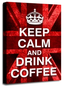 Large Keep Calm Art Print Quote Red White Blue Drink Coffee Framed Wall Picture - Picture 1 of 6