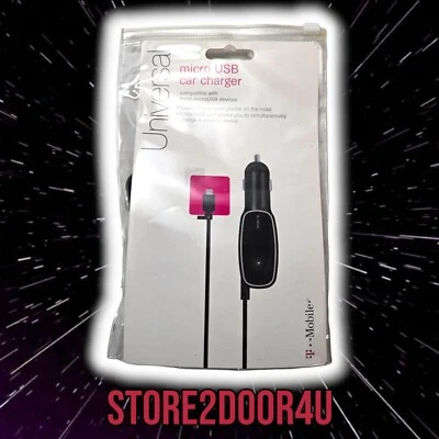 Novo Carregador de Carro Micro USB Fabricante de Equipamento Original T-Mobile PRETO Com Porta de Carregamento Extra Galaxy S5 - Imagem 1 de 4