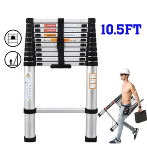 Telescopic Ladder 3.2m Aluminum Multi-purpose Home heavy duty 150kg EN131 10FT5 - Picture 1 of 12
