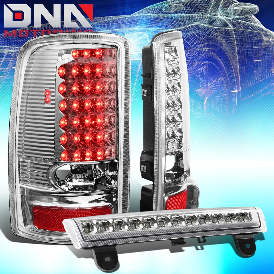 APTO 00-06 YUKON/TAHOE/SUBURBAN LUZ TRASERA LED COMPLETA + TERCERA TERCERA LÁMPARA DE FRENO CROMADA Foto 1 de 4