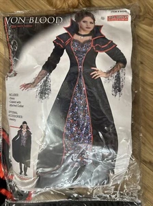 Vampire Dress Womens Adult Lady Von Blood Halloween Costume One Size - Picture 1 of 8