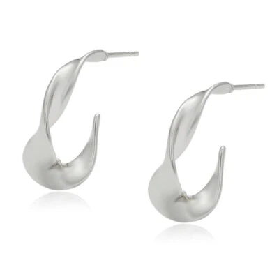Pendientes de aro ondulados enchapados en platino gruesos Foto 1 de 4