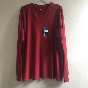 George Men's Red 100% Cotton Long Sleeve Stretch Crew Neck T-Shirt XL(46-48) NEW - Picture 1 of 12