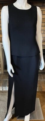 Vestido Largo Jones New York Noche Negro Brillante Nuevo con Etiquetas Talla 10 Foto 1 de 4