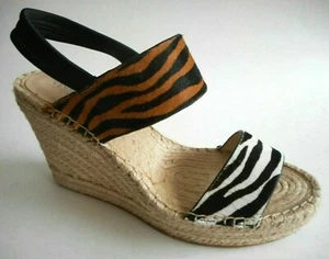 BRAND NEW KENNETH COLE Size 8.5 Leather Espadrille Sling back Wedge Sandal Shoes - Picture 1 of 8
