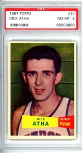 1957 Topps Dick Atha #14 PSA 8 Pistons 11546 - Bild 1 von 1
