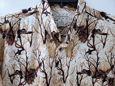 Crossings Men's Hunting Shirt Big Size XL 27x30 Birds Trees Forest Outdoor *H2 - Image 1 of 4