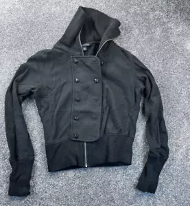 Chaqueta con Capucha Recortada Doble Pecho Banana Republic para Mujer S Negra - Imagen 1 de 10