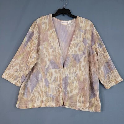 Blazer de manga 3/4 para mujer Alfred Dunner con frente abierto multicolor talla 2X Foto 1 de 4