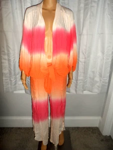 Cool Young Fabulous & Broke size S pink orange hombre outfit pants shirt women - Picture 1 of 8