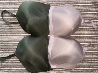 Лот 2 DKNY женщин бежевый армия зеленый провода бесплатный мягкий литой чашки футболка бюстгальтеры 38D - Изображение 1 из 4