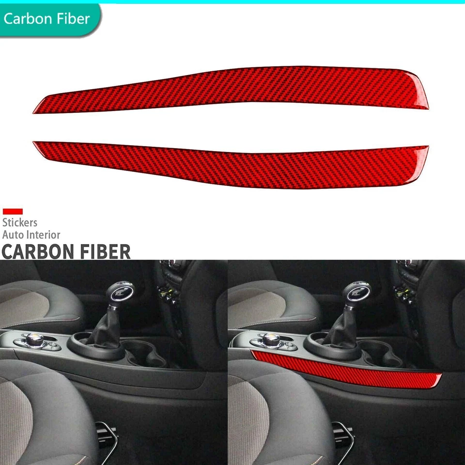 2x Cubierta lateral del panel de cambio de marchas de fibra de carbono roja para Mini Cooper Countryman F60 Foto 1 de 4