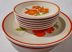 Lenox FIRE FLOWER 10 PCS 4 Dinner Plates 6 Bread & Butter Temperware Made in USA - Picture 1 of 12