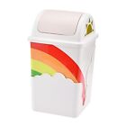  1pc Rainbow Trash Can, Plastic, Assorted Color, Convenient Press-Top Lid, 
