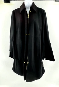 NWT New INC International Concepts Black Ruffle Sleeves Trench Coat Size XL - Picture 1 of 16