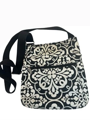 Bolso Bandolera Thirty-One Floral Blanco y Negro con Correa Ajustable Núcleo de Casa de Campo Foto 1 de 4