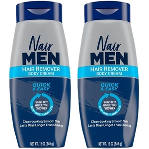 2 Pack Nair Men Hair Remover Body Cream, Quick and Easy Clean Looking Skin 12 Oz - Picture 1 of 7