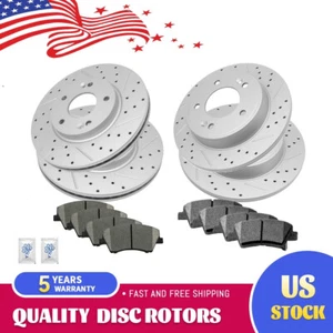 Front Rear Drilled Rotors + Ceramic Brake Pads for 2017 - 2020 Hyundai Elantra - Picture 1 of 6