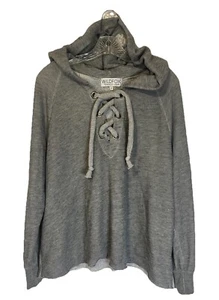 WILDFOX Sweatshirt Hoodie Women’s Small Gray Oversized Lace Up Hutton USA Made - Picture 1 of 12