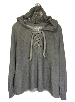 Sudadera con Capucha WILDFOX Para Mujer Pequeña Gris De Gran Tamaño Con Cordones Hutton Hecha en EE. UU. Foto 1 de 4