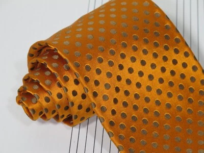 Corbata de seda Ermenegildo Zegna naranja a lunares puntos verdes Foto 1 de 3