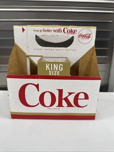 Cartón vintage Coca-Cola tamaño king portador 6 botellas 10 OZ estuche de transporte paquete - Imagen 1 de 7