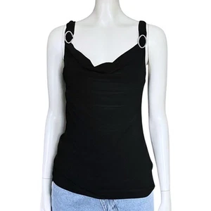 Vintage Y2K McBling Black Sleeveless Going Out Top. XS/S. Silver Embellished - Picture 1 of 10