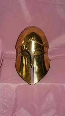 Casco Corintio Griego Medieval Espartano EUROPEO Latón Sólido Casco Antiguo Foto 1 de 4
