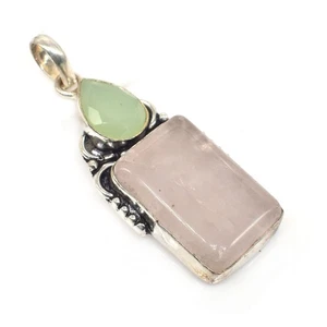 Rose Quartz Chalcedony Gemstone Ethnic Style Jewelry Pendant 1'' to 2'' D902 - Picture 1 of 4