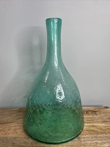 Blenko #6122 Sea Green Crackle Glass Decanter No stopper - Picture 1 of 4