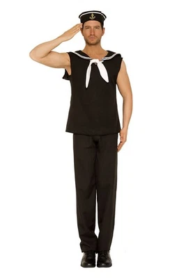 Adult Sailor Black White Men Costume  Mens Sailor Costumes  - Image 1 of 2