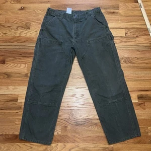 Pantalones Carhartt Vintage Para Hombre 36x30 Verde Doble Rodilla Lona B136 MOS - Imagen 1 de 11