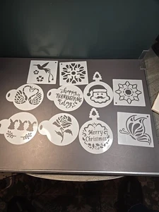 10er Set Urlaubsschablonen. Schmetterling, Kolibri, Weihnachtsmann, Erntedankfest, Rose usw. - Bild 1 von 4