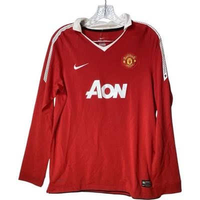 Camiseta de fútbol Manchester United Nike AON auténtica Dri-Fit roja grande para hombre Foto 1 de 4