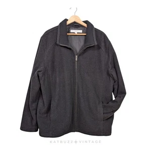 Vintage Perry Ellis Jacket Mens XL Black Wool Cashmere 90s Y2K Classic Zip Coat - Picture 1 of 13
