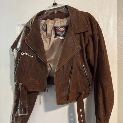 Milwaukee motorcycle clothing, Women's Brown Leather Motorcycle Jacket - Image 1 of 4