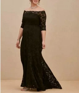 Torrid schulterfreies schwarzes Spitzenkleid für besondere Anlässe formelles Kleid Größe 18 neu mit Etikett - Bild 1 von 4