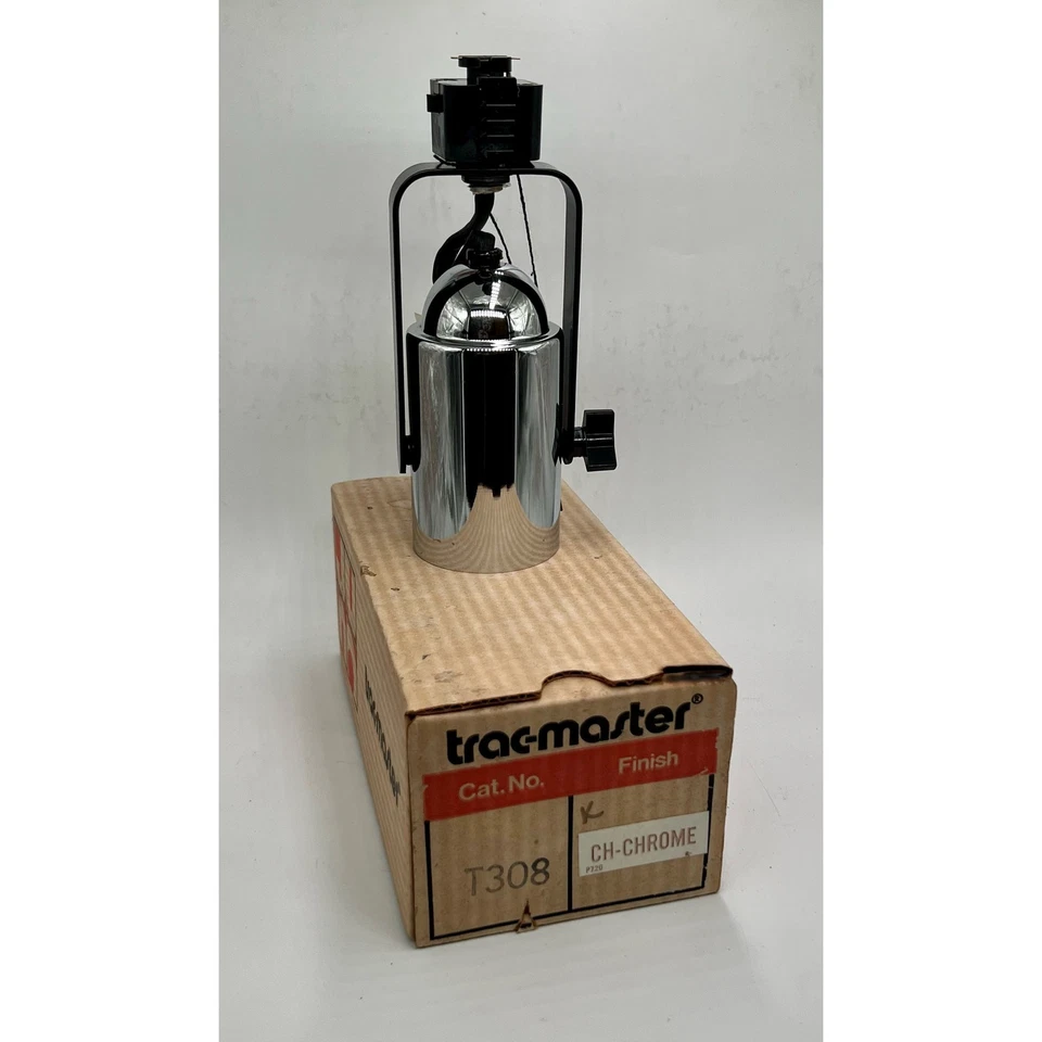 Lámpara de iluminación cromada vintage Juno Trac-Master T308 NOS accesorio de cabezal industrial Foto 1 de 4