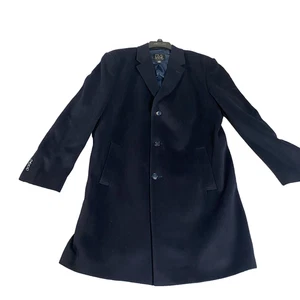 Jos. A. Bank  Coat Mens 44R Navy Blue  Wool Blend Three Button Overcoat - Picture 1 of 19