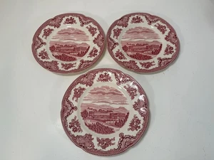 3 Johnson Bros Old Britain Schlösser Salatteller 7 7/8" Gerippt Rosa Chatsworth 1A - Bild 1 von 4