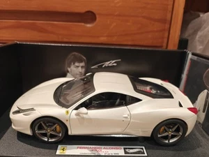 1:18 Hot Wheels Elite Ferrari 458 Italia Metallic White Fernando Alonso, Read! - Picture 1 of 9