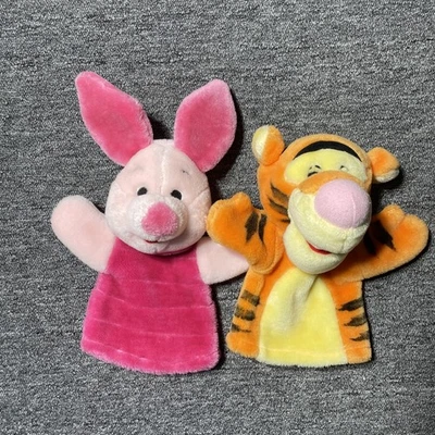 Disney Winnie the Pooh, Tiger & Piglet boneco de mão recheado/plush 9" Mattel lote 2 - Imagem 1 de 4