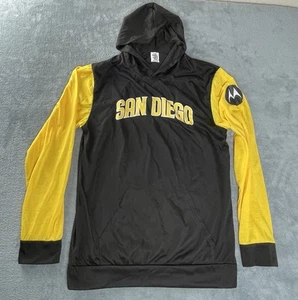 San Diego Padres SGA Hooded T Shirt Size L / M Pocket Brown Yellow Long Sleeve - Picture 1 of 11
